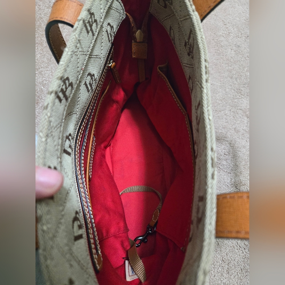 Dooney & Bourke Beige and Brown Logo Tote - Picture 5 of 13